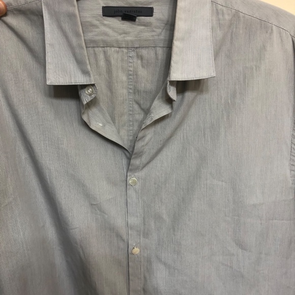 John Varvatos Mens Large fine blue pinstripe button front dress shirt - Picture 6 of 6